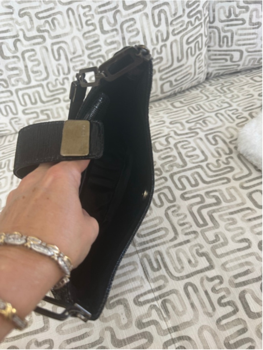 Stuart Weitzman Black Lizard Embossed Shoulder, 90s with no damage noted. Cute - Picture 8 of 13